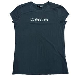 Vintage Y2K Black Rhinestone Bebe top size large